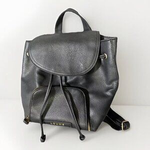 Loume Handbag/Backpack Bucket Drawstring Black Faux Leather Light Travel
